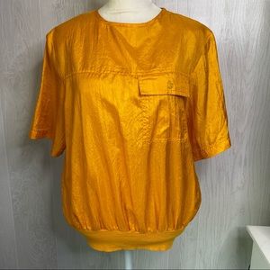 Vintage•Y2K•80’s/90’s•Marigold•Golden•Short Sleeve Blouse•Sakura Sport•Size M